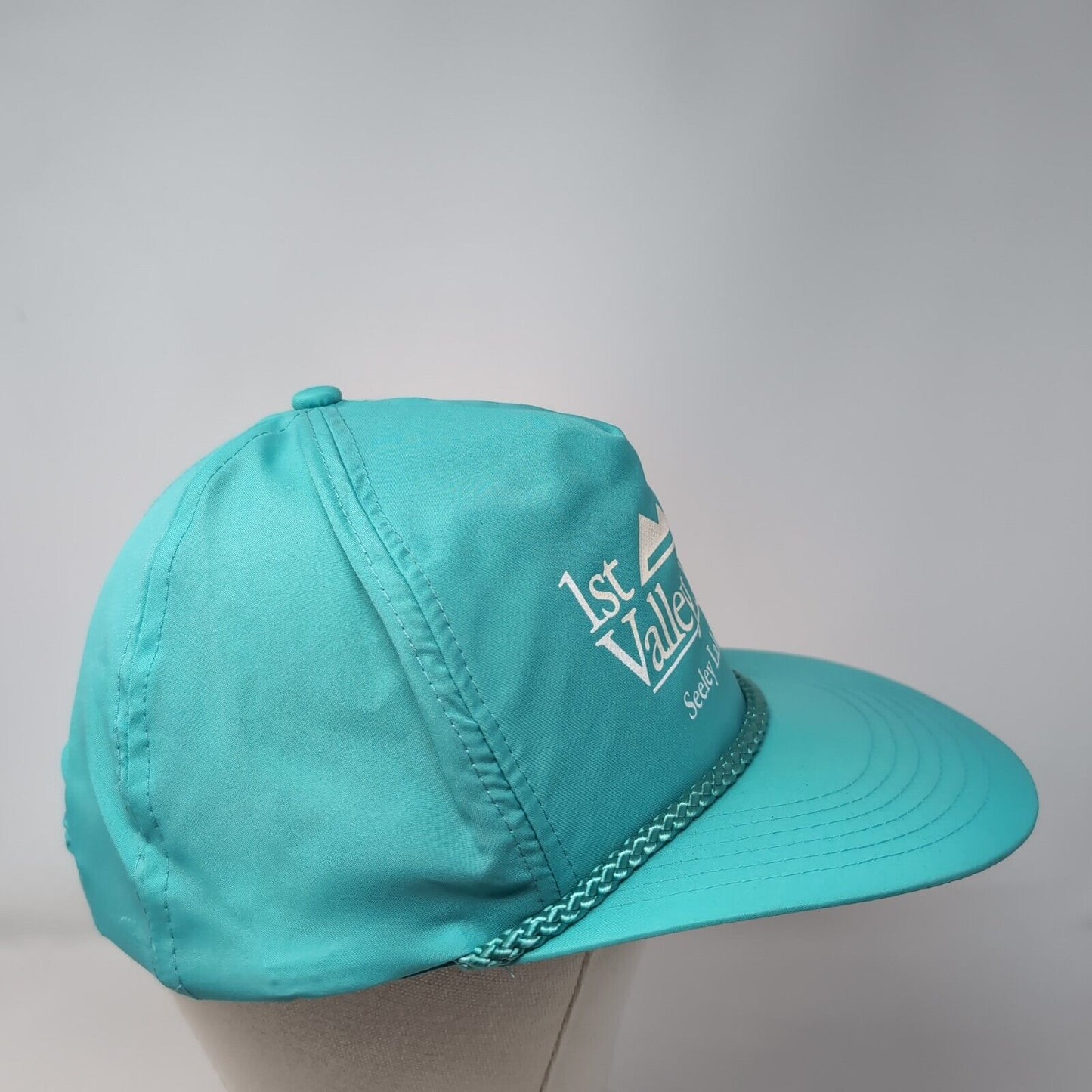 1st Valley Bank Seeley Lake MT Adult Snapback Hat Greenish-Blue OSFA Rope