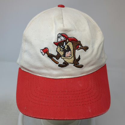 KC 5 Panel White Red OS Taz Firefighter Looney Tunes Snapback Hat Axe Vintage