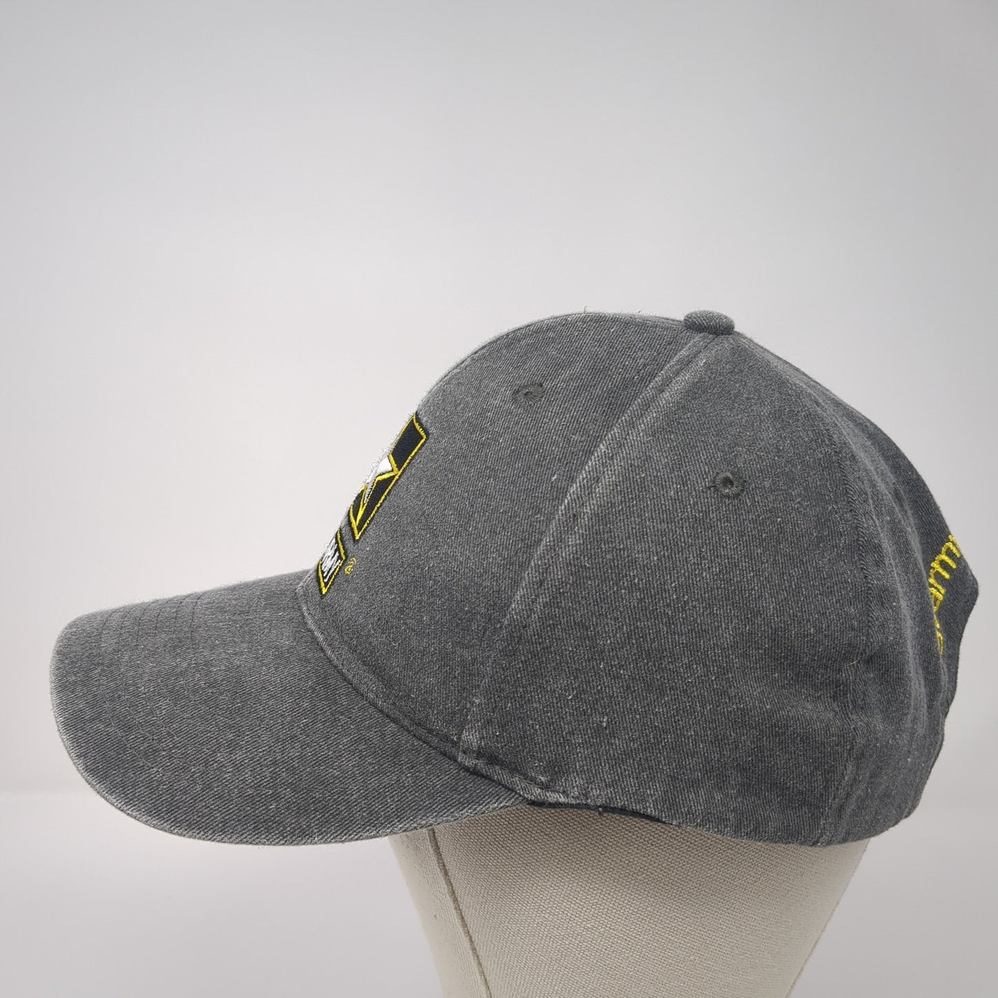 US Army Strapback Baseball Cap Gray One Size Adjustable Embroidered 6 Panel