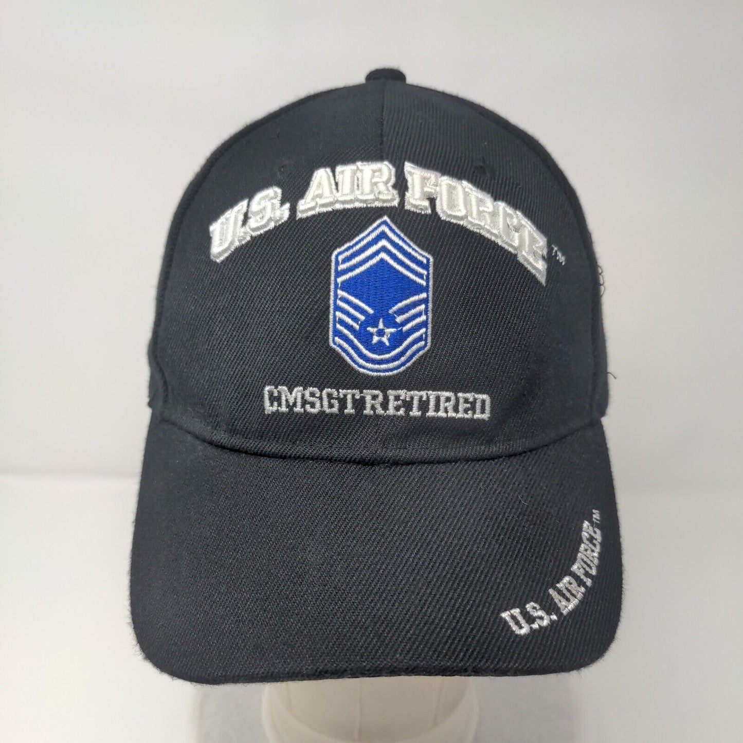US Air Force CMSGTRETIRED Strapback Hat Black OSFM Adjustable Embroidered KYS