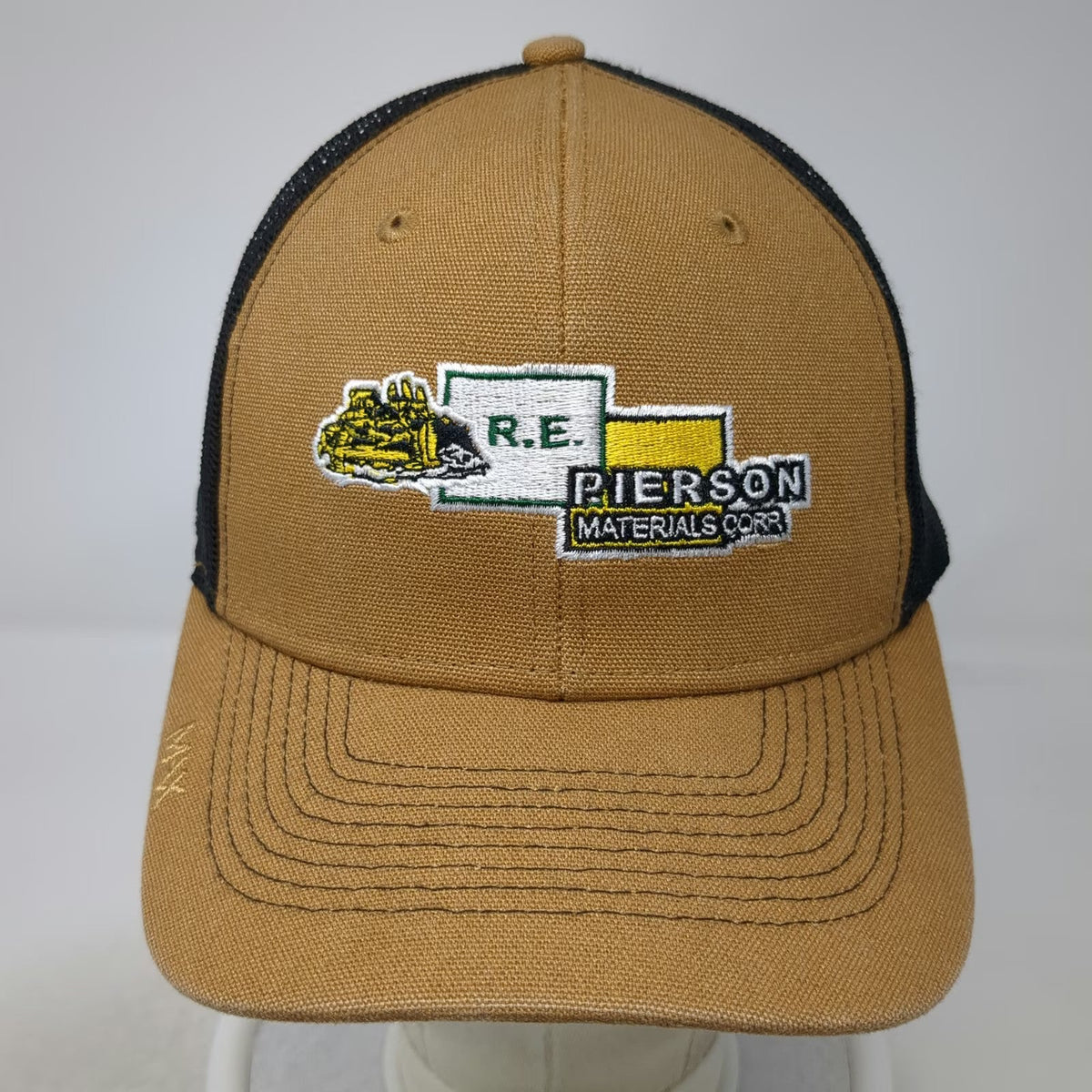 MAX Trucker Hat Brown Black One Size American Flag RE Pierson Construction Mesh