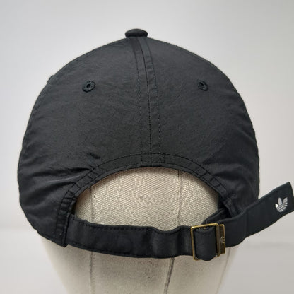 Adidas Baseball Cap Black One Size Stripe Brim Nylon Slideback Trefoil Hat