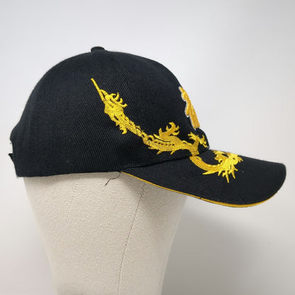 MEGA USA Baseball Cap Black One Size Yellow Dragon Embroidery Side Text Hat