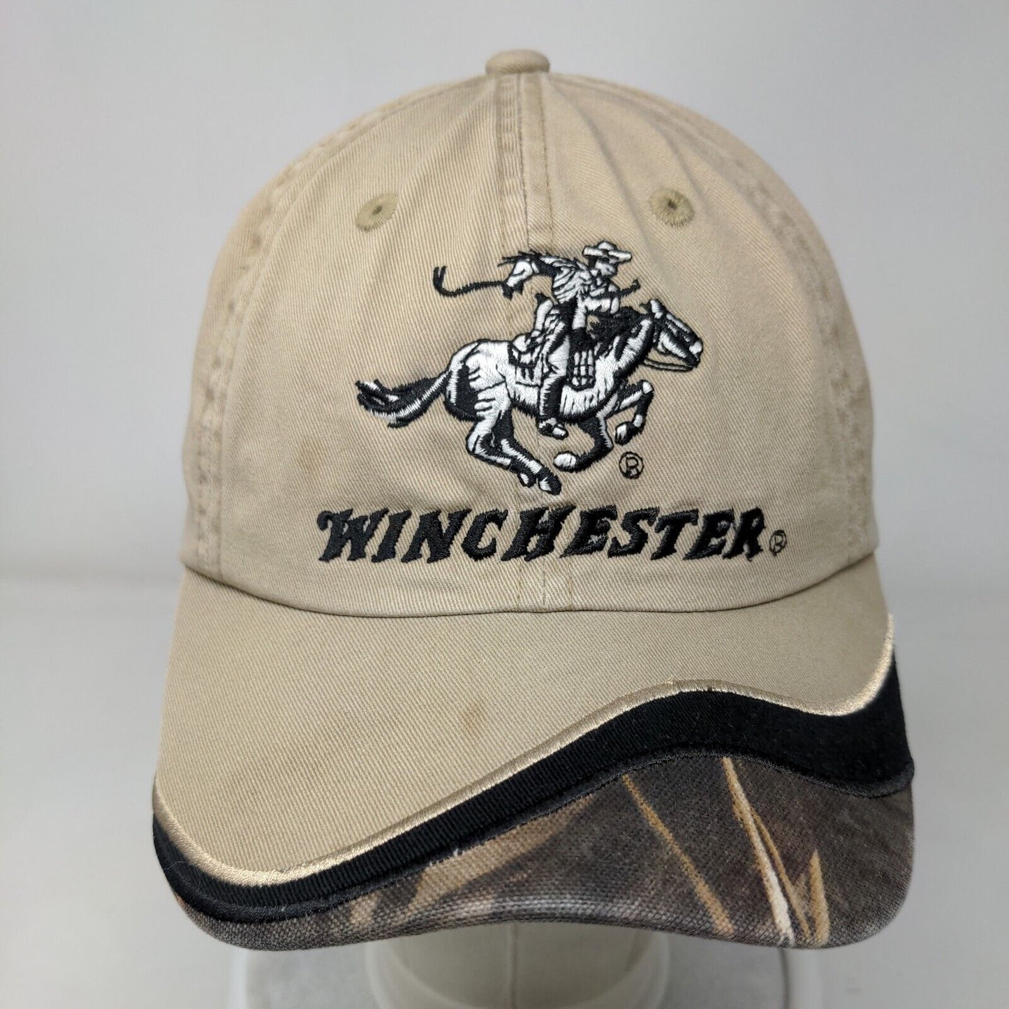 Winchester Slideback Hat Tan OSFM Camouflage Adjustable Embroidered Signatures