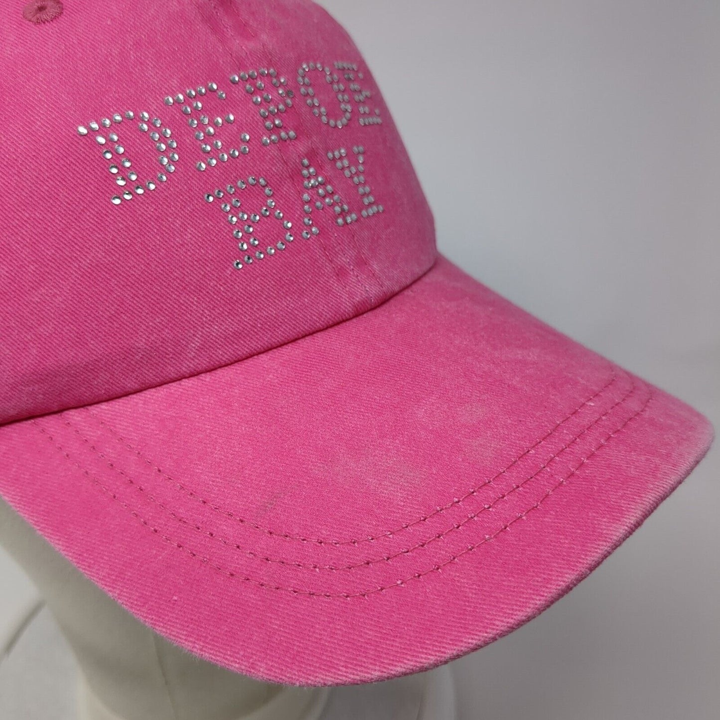 Depoe Bay Slideback Hat Pink One Size Adjustable Bling Vented Holes 6 Panel