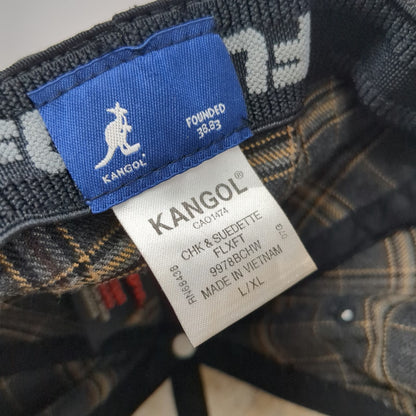 Kangol Baseball Cap Gray Plaid XL Flexfit Fitted Hat Suede Undervisor Logo