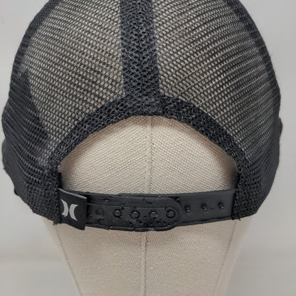 Hurley Snapback Mesh Back Trucker Hat Black One Size Embroidered
