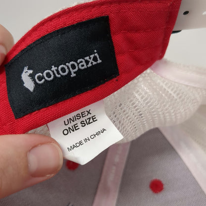 Cotopaxi Trucker Hat Red White One Size Mesh Back Snapback Mountain Patch Cotton