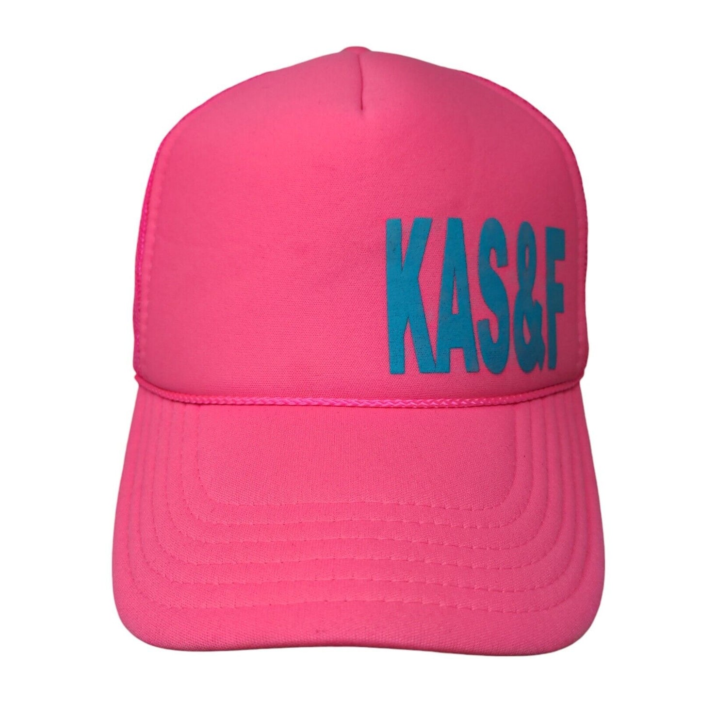 KAS&F Snapback Trucker Hat Pink OSFM Adjustable Mesh Back Rope Otto
