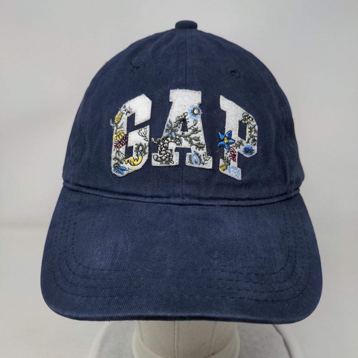 Gap Floral Logo Patch Slideback Hat Blue One Size Adjustable Vent Holes