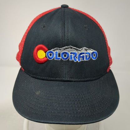 Otto Colorado Mountain State Flag Logo Black Red Snapback Trucker Hat One Size