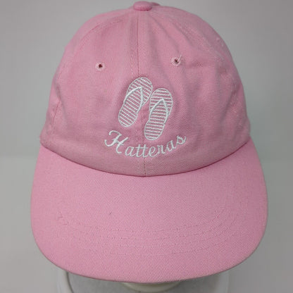 Hatteras Slideback Hat Pink OS Adjustable Embroidered Vented Holes 6 Panel