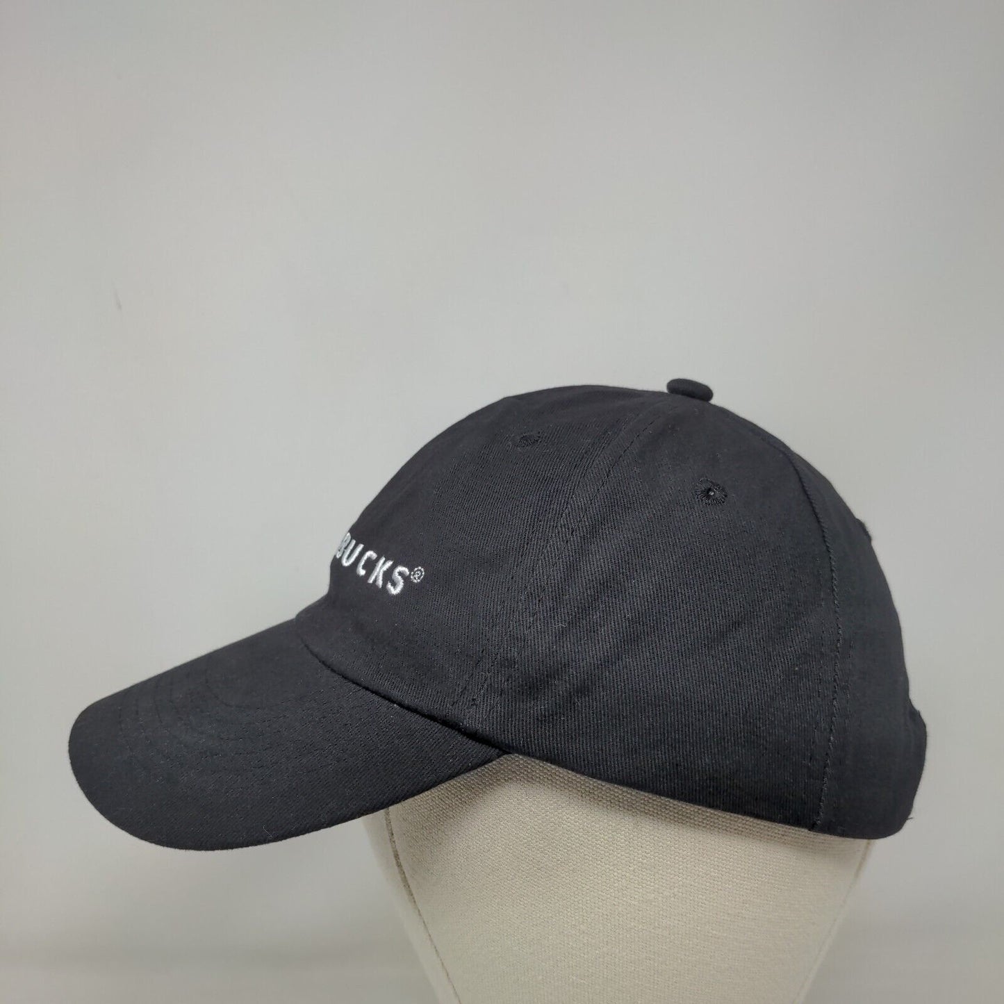 Starbucks Strapback Hat Black OSFA Employee Uniform Solid Vent Holes