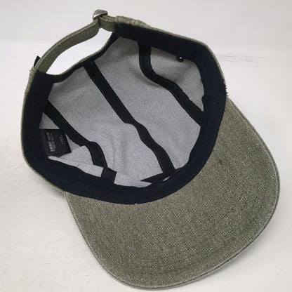 On The Moment 5 Panel Green Hat One Size Adjustable Slideback Cotton Campfire