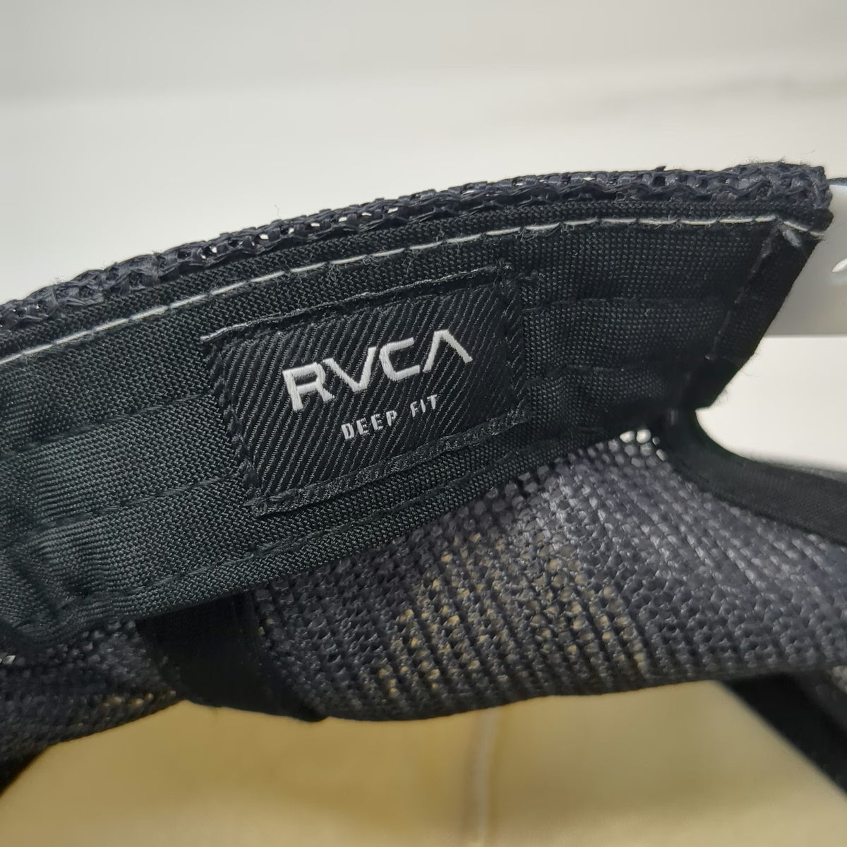 RVCA Trucker Hat Black One Size Mesh Back Snapback Rope Detail Deep Fit