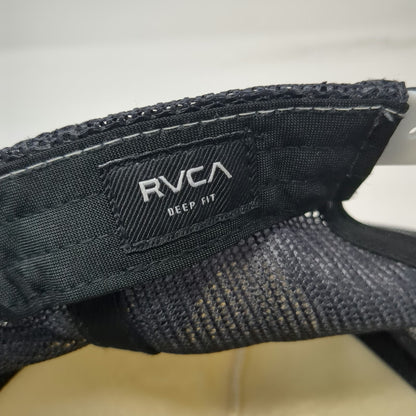 RVCA Trucker Hat Black One Size Mesh Back Snapback Rope Detail Deep Fit