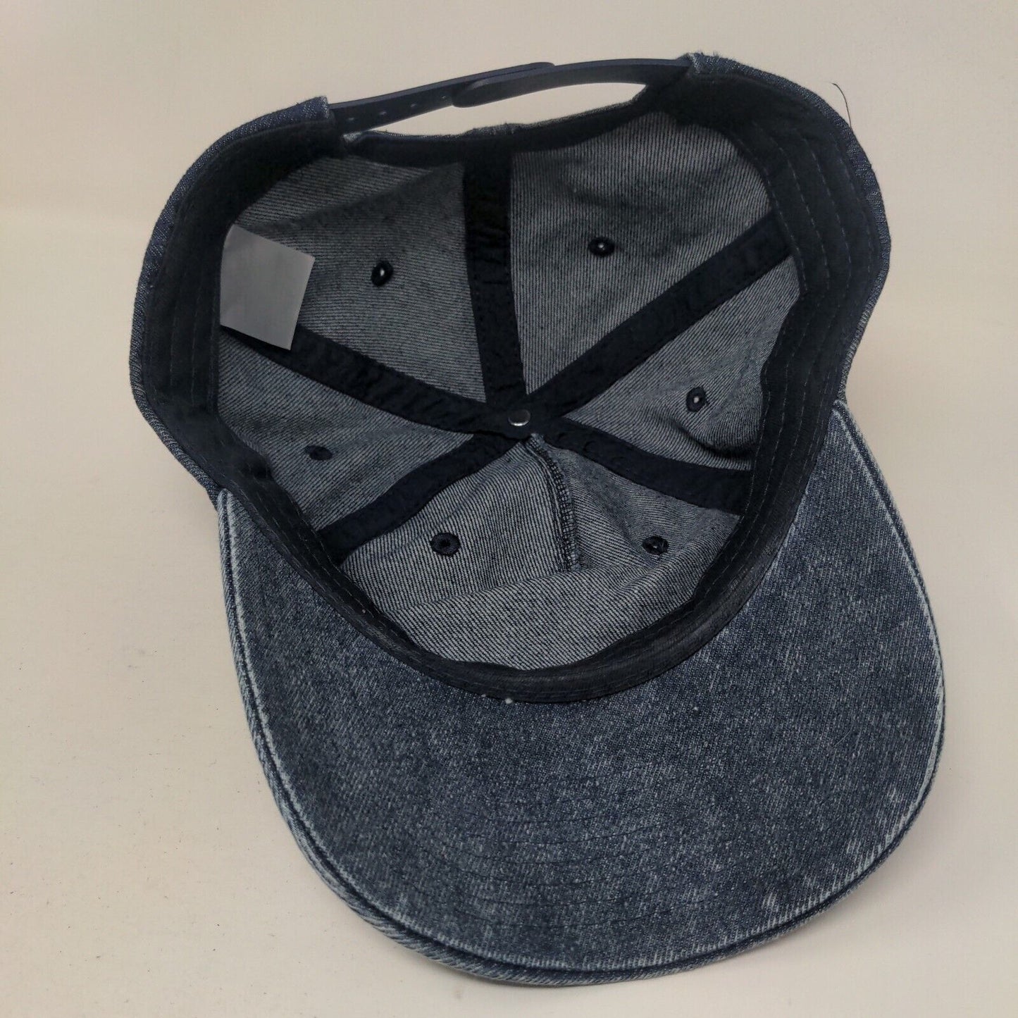 No Boundaries Snapback Hat Blue One Size Adjustable Vented Holes Denim Blank
