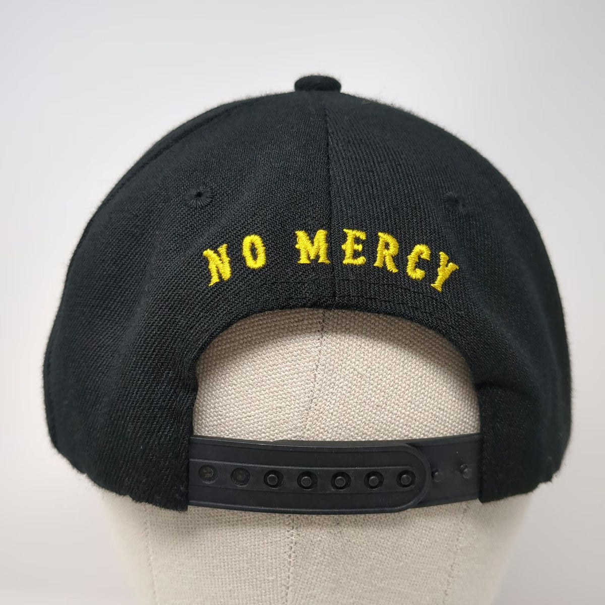 Snapback Hat Black One Size Pirate Skull No Quarter No Mercy Patch Embroidery