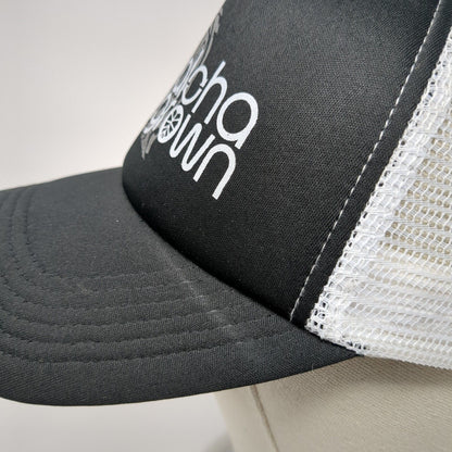 Aloha Grown Snapback Trucker Hat Black One Size Adjustable Mesh Back 6 Panel