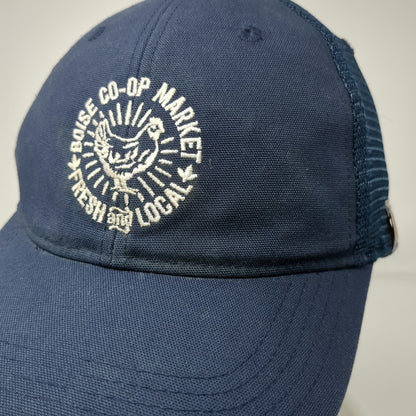 Carhartt Trucker Hat Blue One Size Boise Co-op Market Fresh Local Mesh Snapback