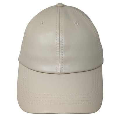 Unbranded Strapback Baseball Cap Beige One Size Adjustable Faux Leather Blank