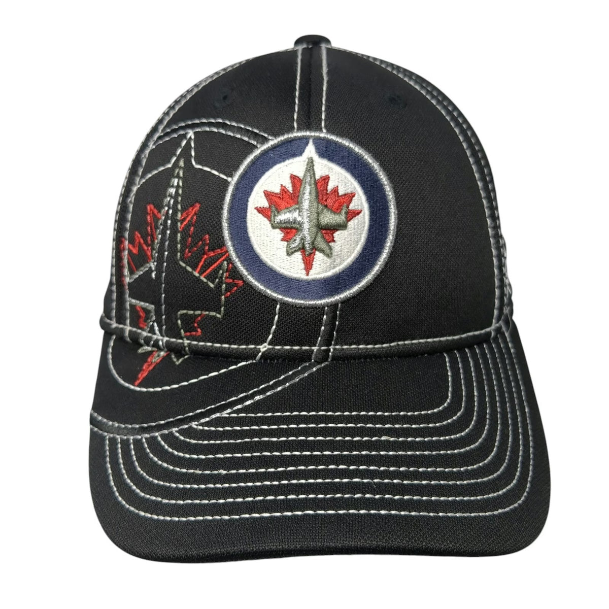 Winnipeg Jets NHL Reebok Cap Black L/XL Contrast Stitching Center Ice Fit Hat