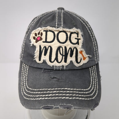 Dog Mom Strapback Hat Gray One Size Solid Distressed KB ETHOS Vintage