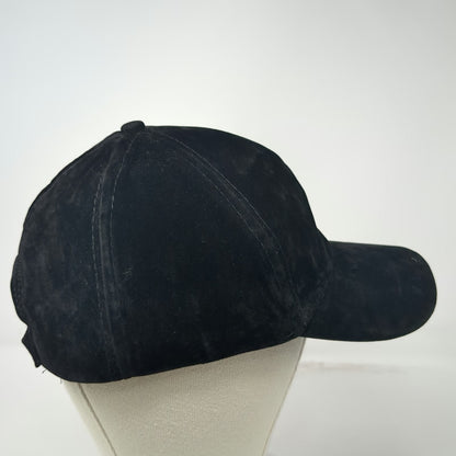 Black Baseball Cap 58CM Faux Suede Textured Adjustable Strapback Solid Hat