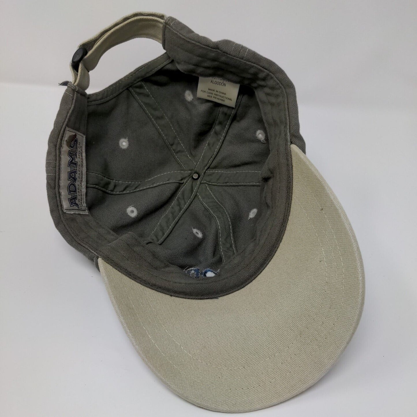 Micron Strapback Hat Grayish Brown One Size Adjustable Embroidered Adams Cotton