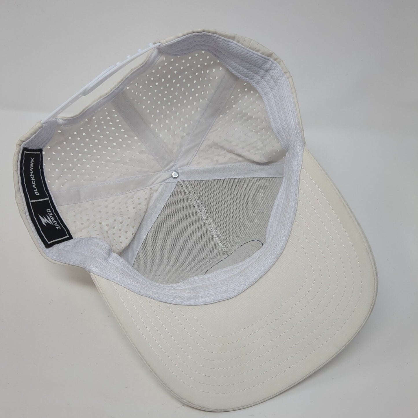 Top Notch Real Estate Snapback Hat White Cream Adjustable Zipped Black Hawk