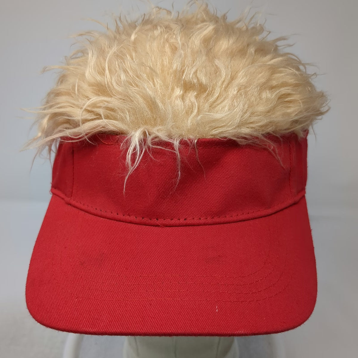 Red Baseball Cap One Size Blonde Hair Novelty Visor Costume Funny Party Hat