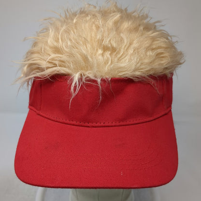 Red Baseball Cap One Size Blonde Hair Novelty Visor Costume Funny Party Hat