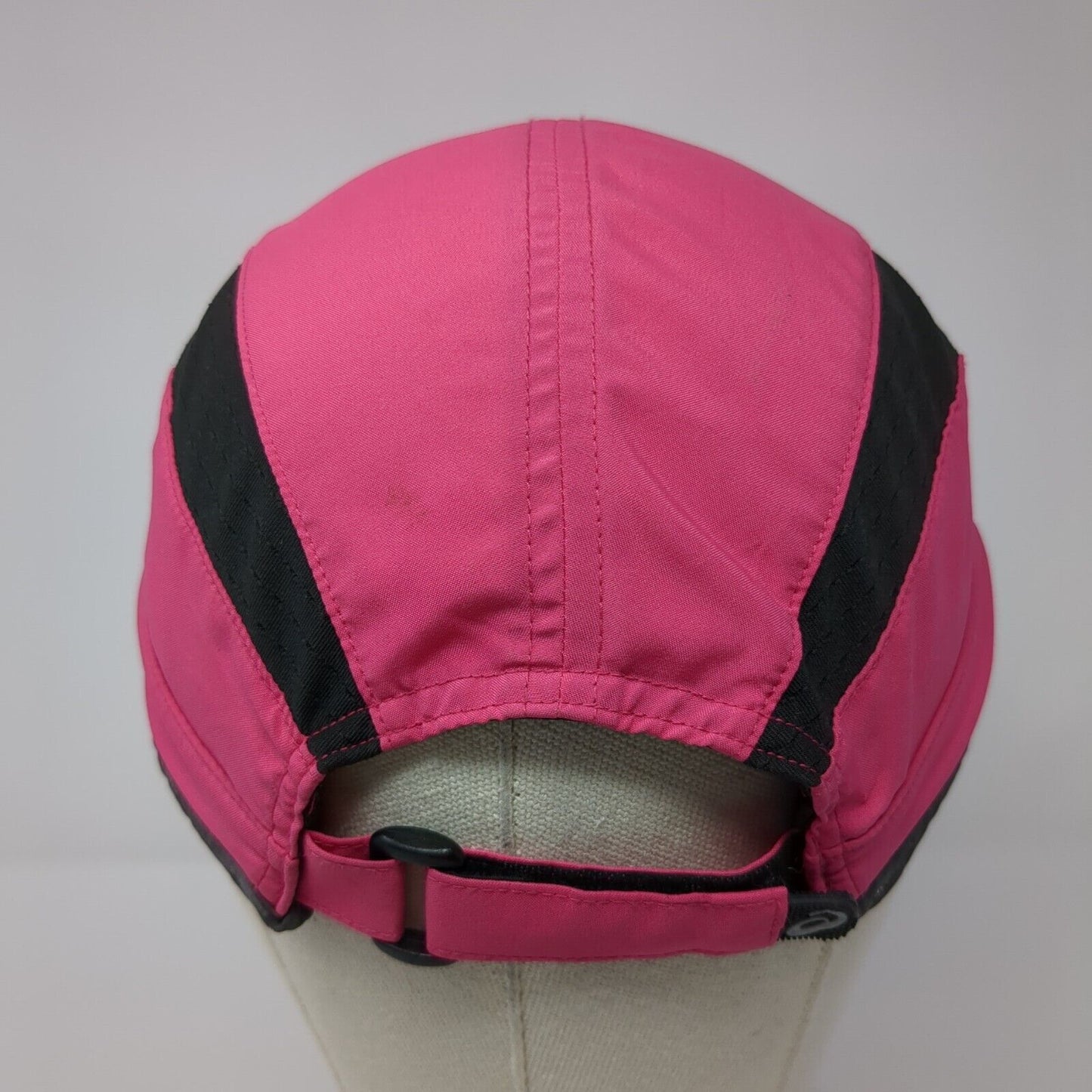 Asics Strapback Hat Pink One Size Adjustable Black Trim Running Outdoor