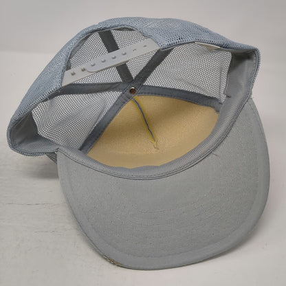 Ideal Trucker Hat Gray One Size Mesh Back Snapback Rope Detail Blue Patch Logo