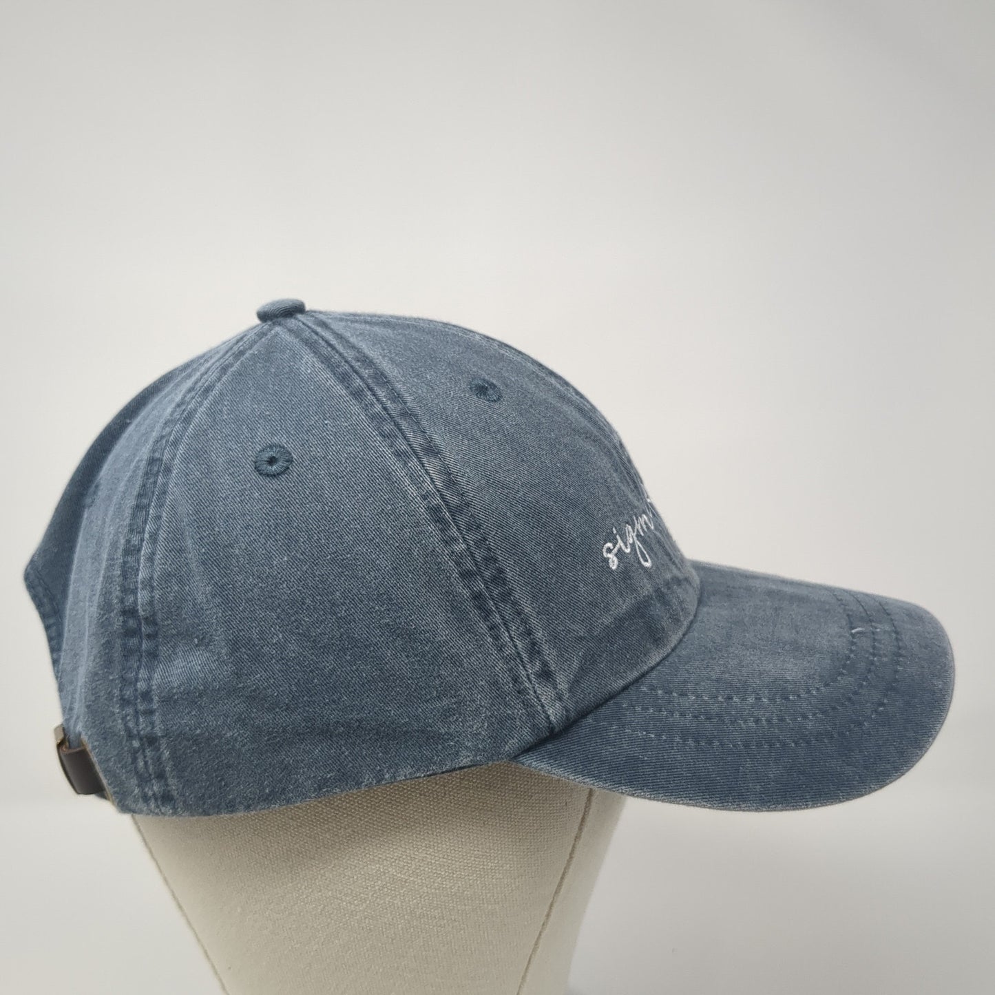 Sigma Kappa Slideback Hat Blue One Size Adjustable Leather Strap Adams