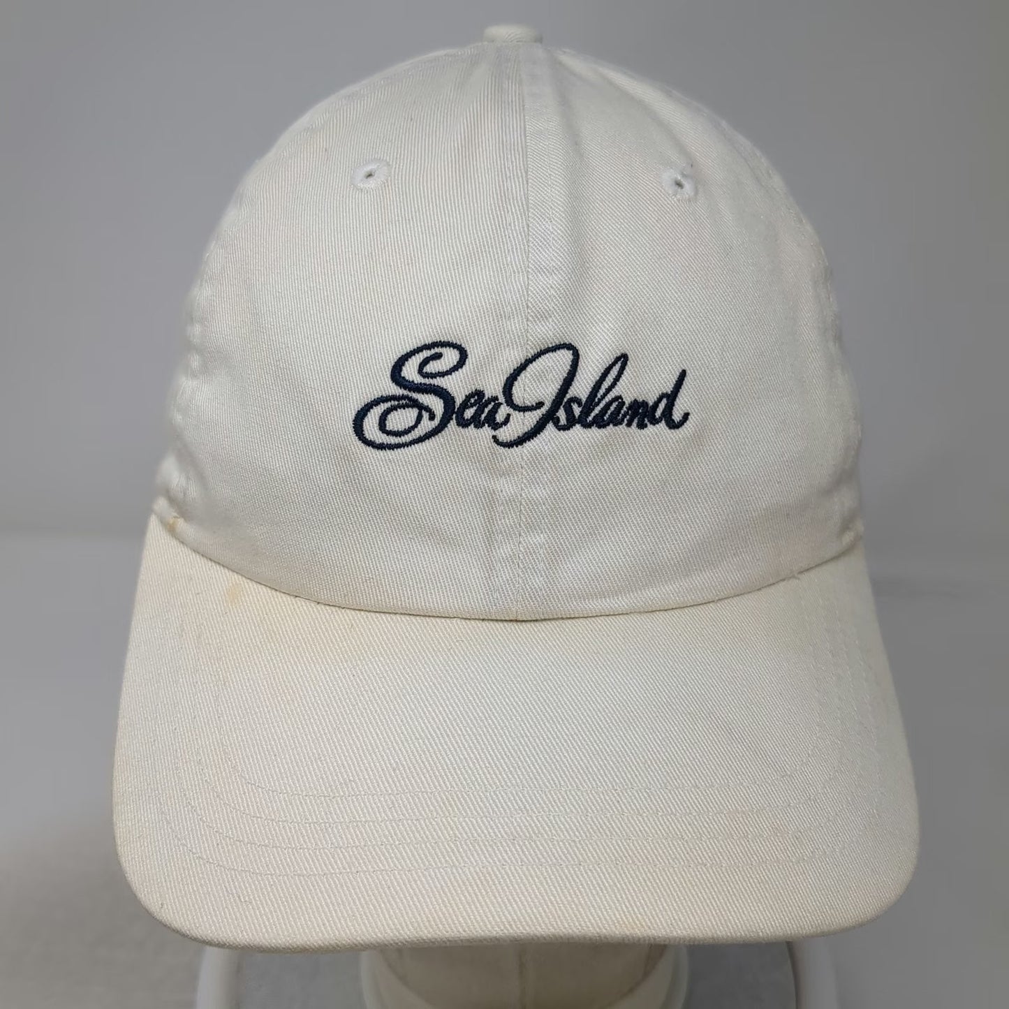Ahead Sea Island Baseball Cap White One Size Embroidered Slideback Golf Hat