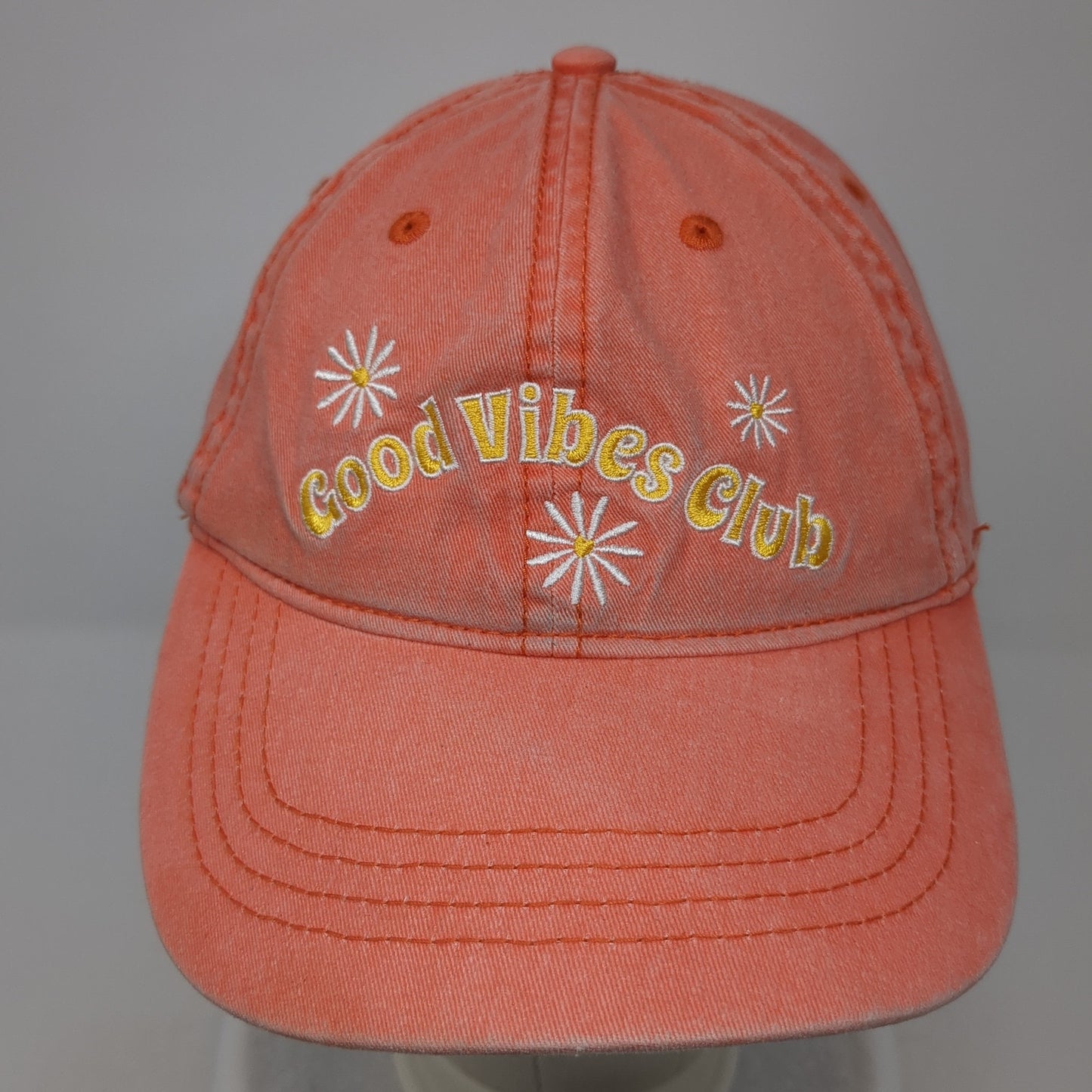 Good Vibes Club Slideback Baseball Cap Orange One Size Adjustable Embroidered