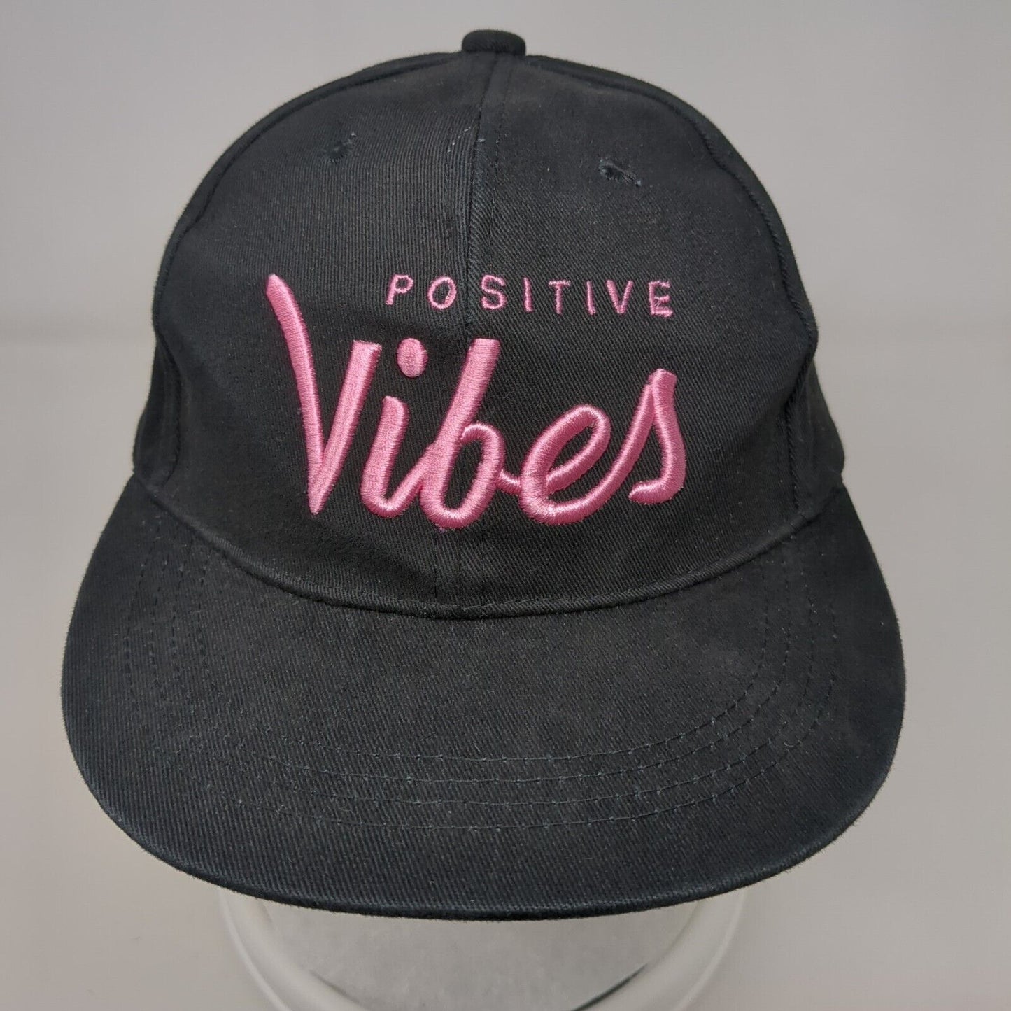 Positive Vibes Snapback Hat Black OSFA Adjustable Embroidered 6 Panel Cotton