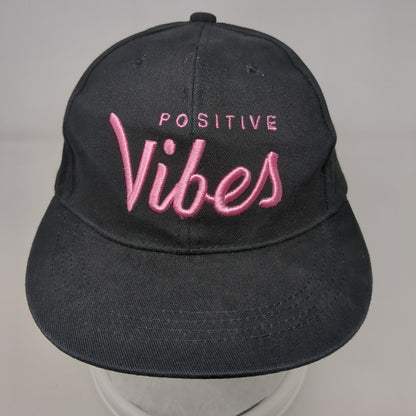 Positive Vibes Snapback Hat Black OSFA Adjustable Embroidered 6 Panel Cotton