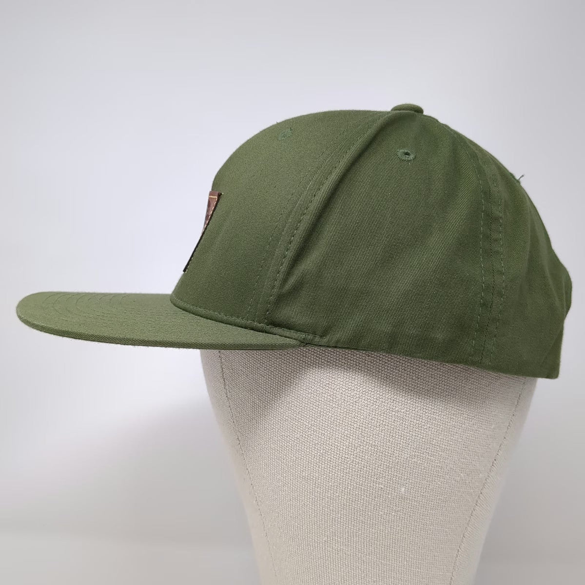 Innova Green 5 Panel Hat One Size Air Force Leather Patch Snapback Flat Brim