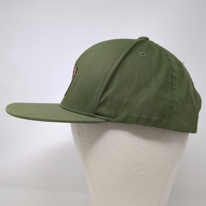 Innova Green 5 Panel Hat One Size Air Force Leather Patch Snapback Flat Brim