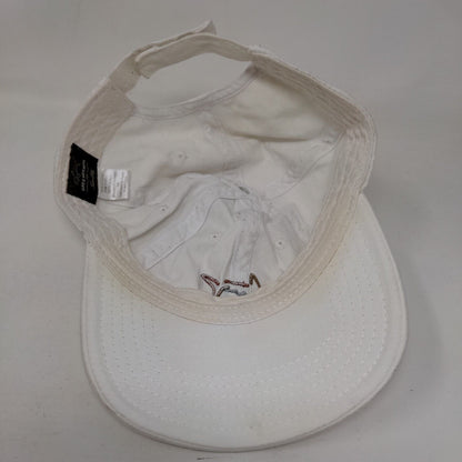 Greg Norman Tasso Elba Strapback Hat White One Size Adjustable Embroidered