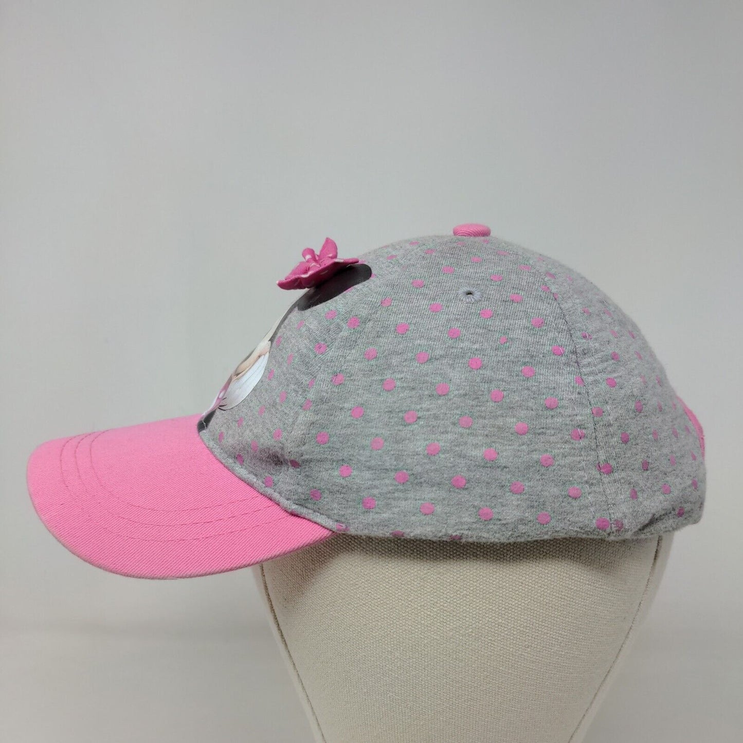 Disney Girl's Strapback Hat Gray Pink Size OSFM Graphic Minnie Mouse Logo Cotton