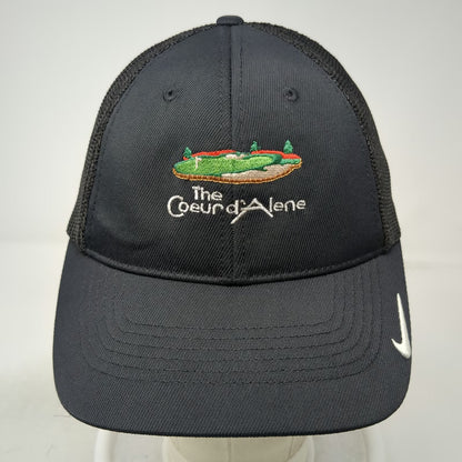 Nike Baseball Cap Black M The Coeur d'Alene Idaho Golf Mesh Flexfit Swoosh Hat