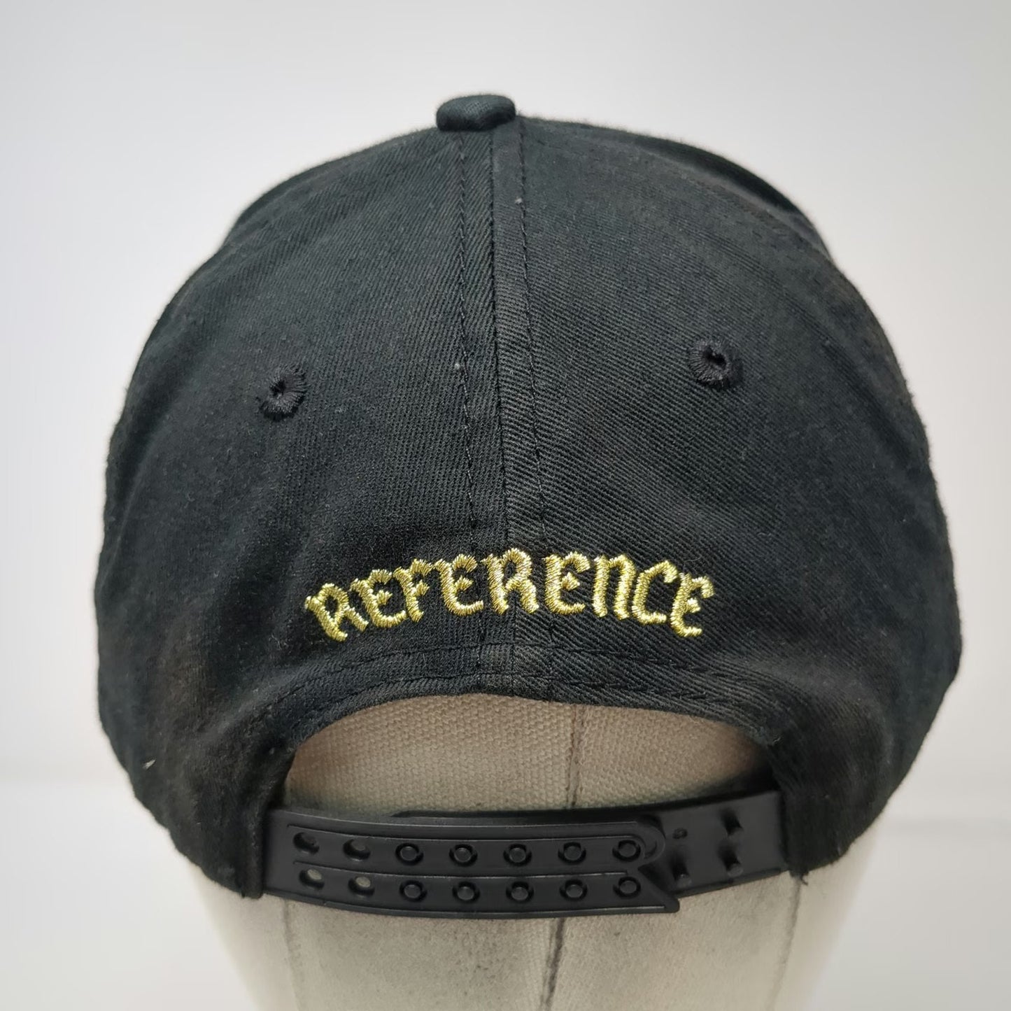 Reference 5 Panel Black One Size Hat Green Underbrim Snapback Parody Logo