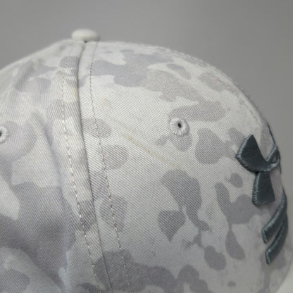 Under Armour Baseball Cap White XL Stretch Fit Camo Flat Brim Embroidered Logo
