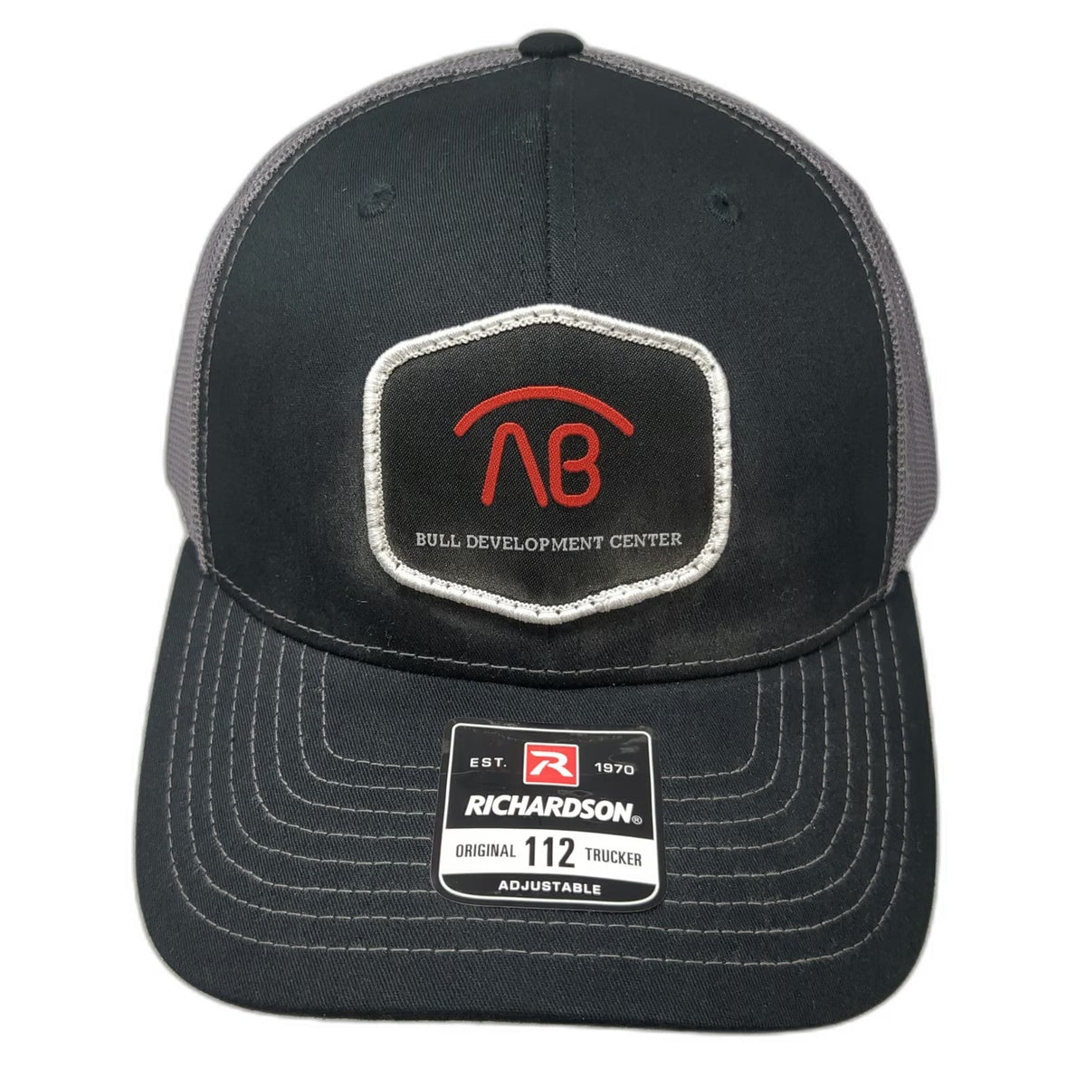 Richardson Trucker Hat Black One Size Bull Development Center Mesh Snapback