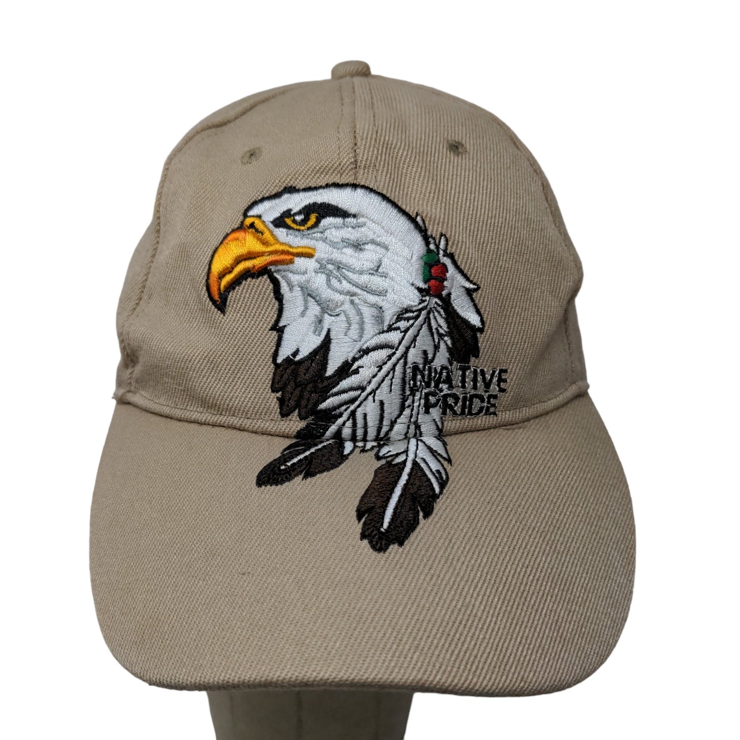 Unbranded Men's Strapback Hat Tan OSFA Embroidered Eagle Native American Logo