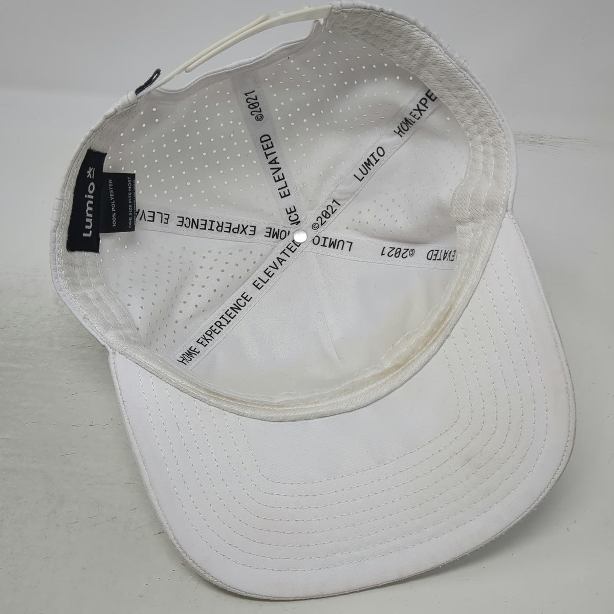 Lumio Trucker Hat White One Size Perforated Snapback Home Experience Elevated