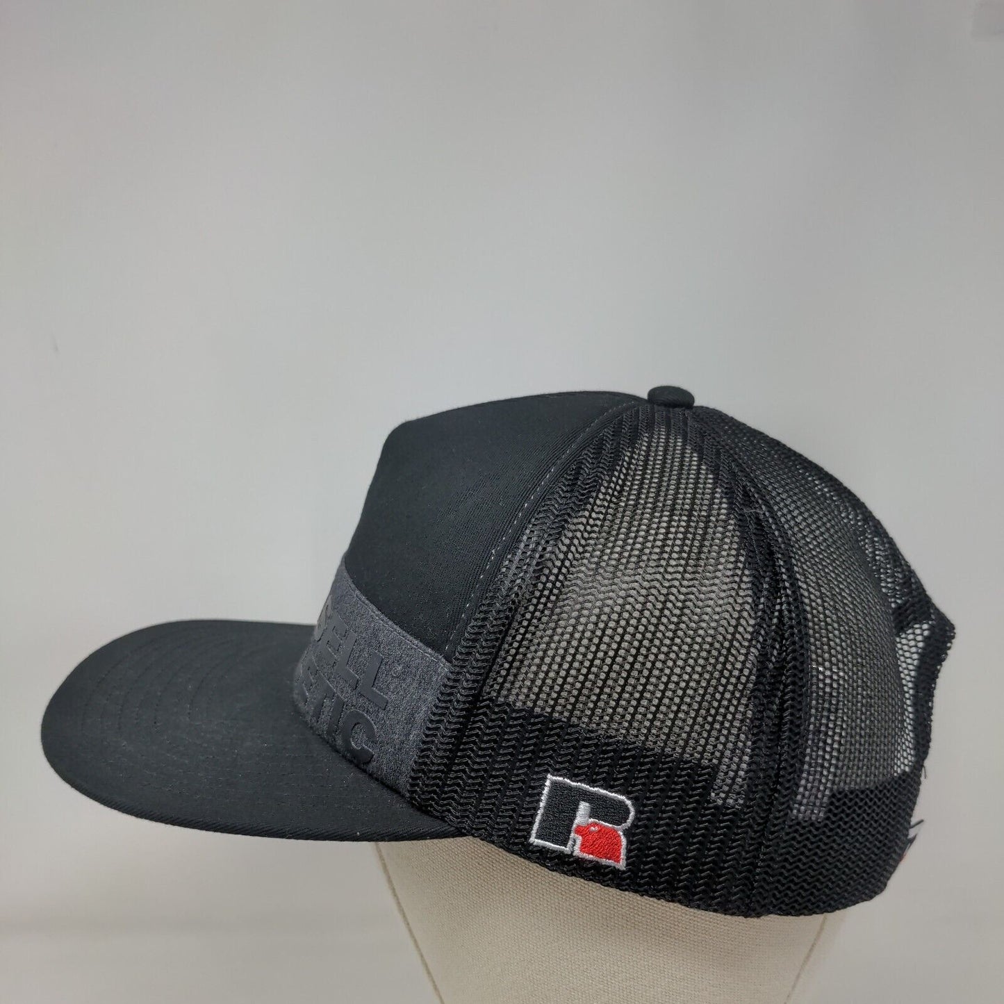 Russell Athletic Snapback Trucker Hat Black One Size Adjustable Mesh Back